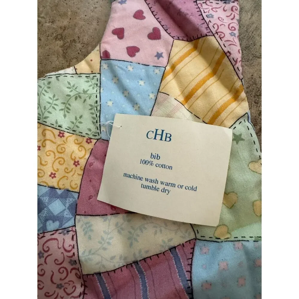 CHB‎ Pastel Patchwork Look Bib Boys Girls Reversible Country Look Fabric NEW